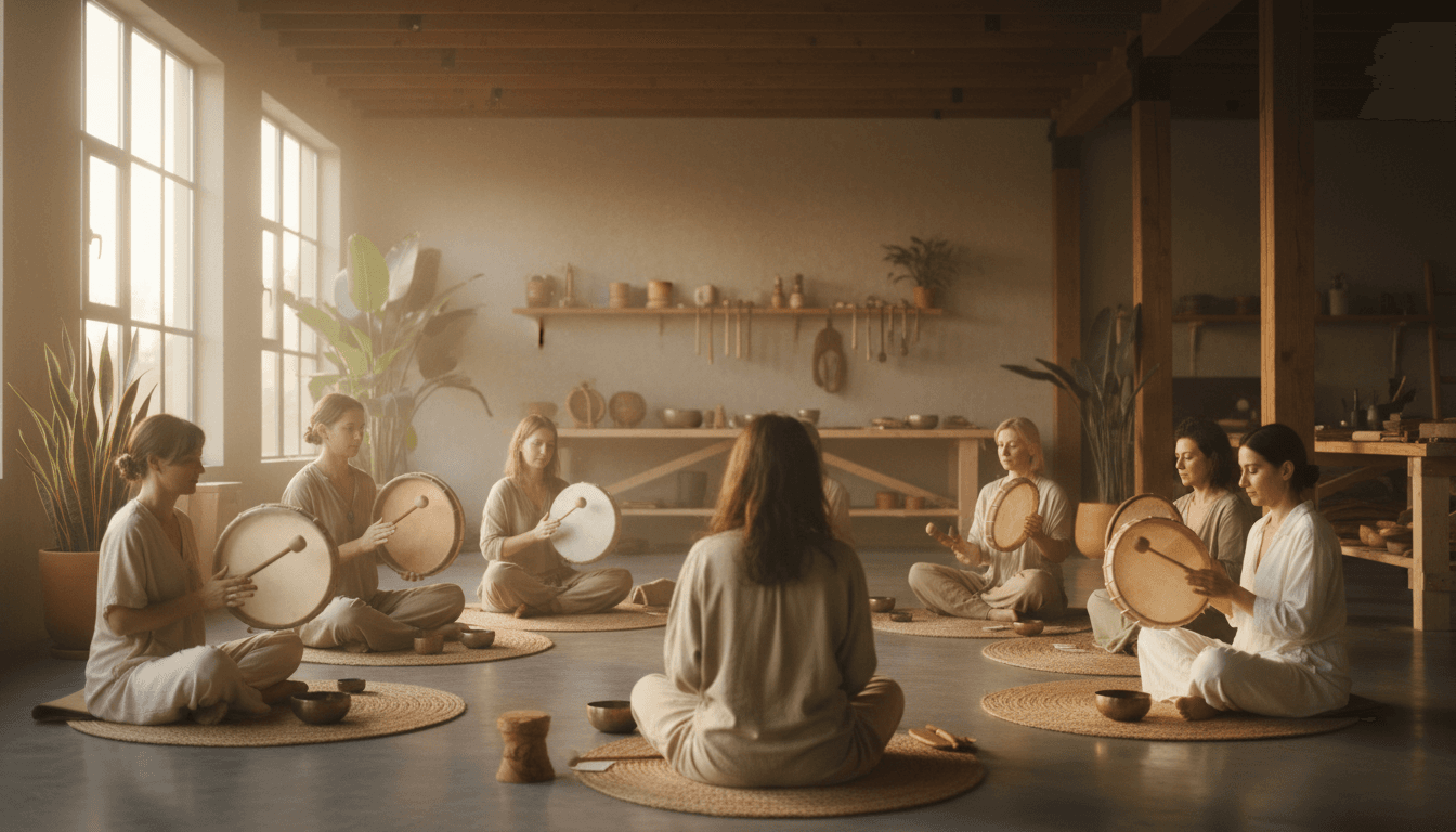 Drum circle at a daytime festival